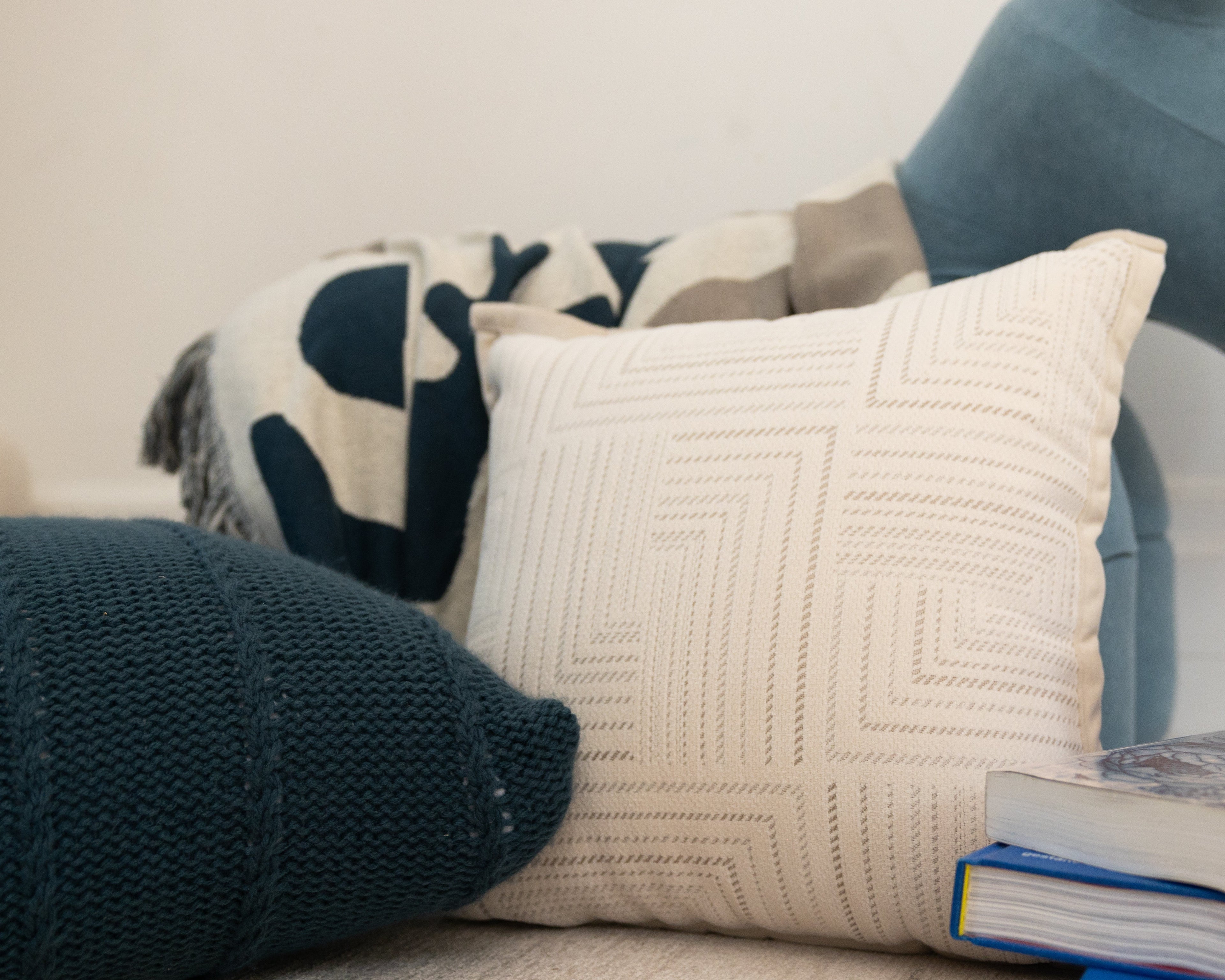 Cream Chenille Jacquard Pillow